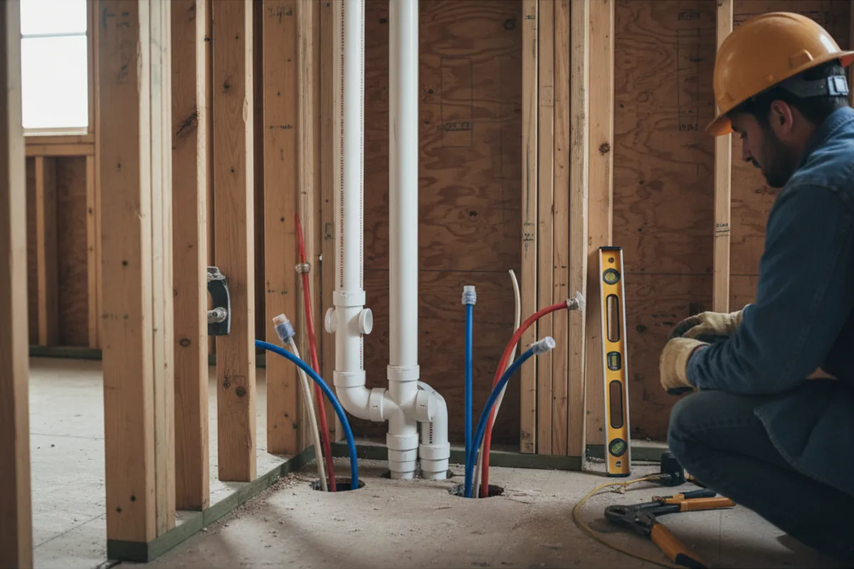 Drain and supply rough-in during Leak Detection in Iowa City