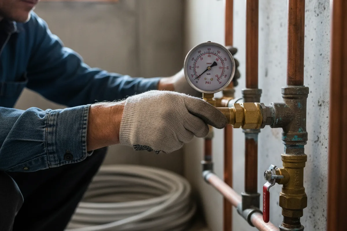Pressure testing a repaired line during Water Line Repair in Iowa City